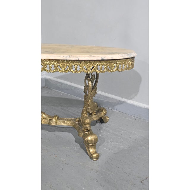 Gilt Brass and Marble Coffee Table, 1930 For Sale - Image 3 of 10
