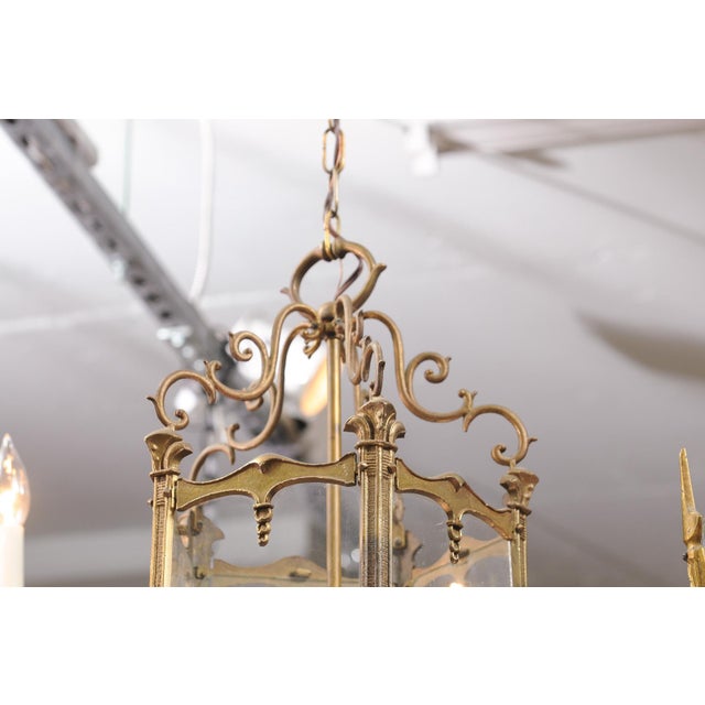 1930s French Gilt Lantern With Sunburst Etched Panels For Sale - Image 11 of 11
