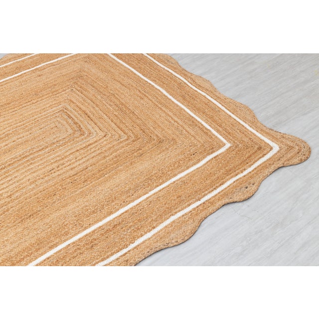 White Natural Jute Scallop 2.6x15 Ft. For Sale - Image 4 of 12