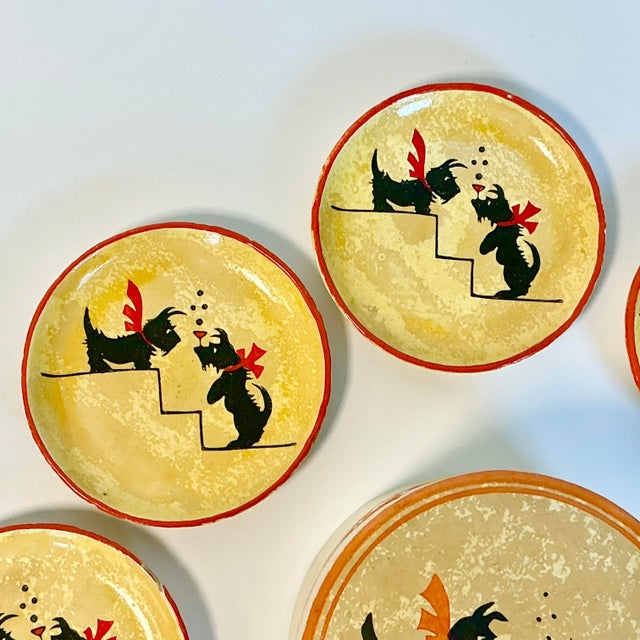 Mid-Century Modern 1950s Vintage Boho Chic Scottish Terrier Coasters - Set of 9. For Sale - Image 3 of 13