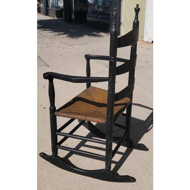 Folk Art 19thc Original Black Painted New England Rocking Chair For Sale - Image 3 of 5
