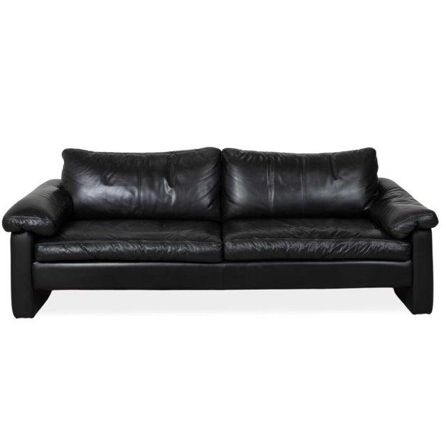 Black Leather Conseta Four-Seater Sofa from Cor For Sale - Image 11 of 11