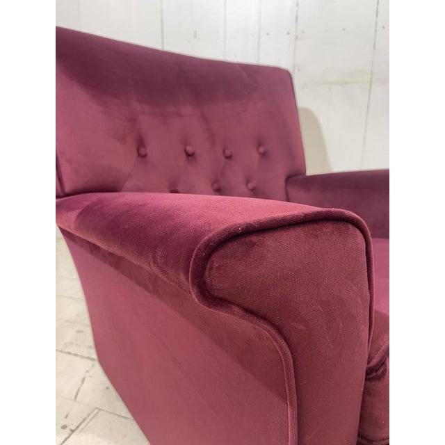 1950s Vintage Lounge Chair in Purple Velvet, 1952 For Sale - Image 5 of 13