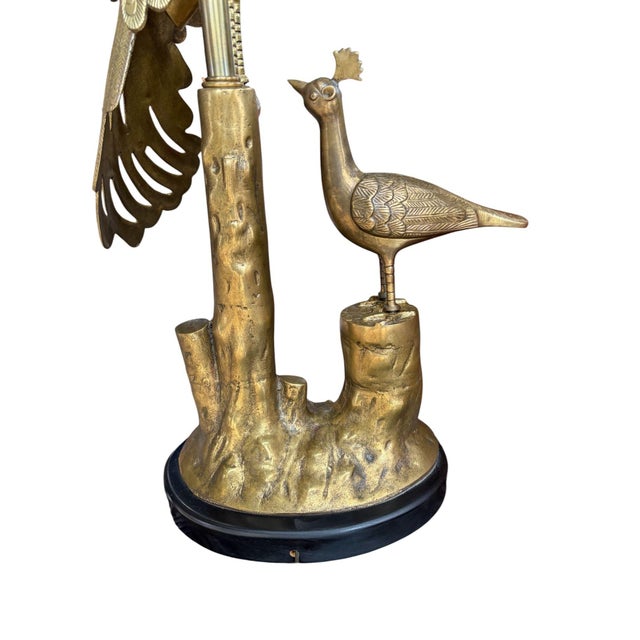 Mid-Century Modern Marbro Brass Peacock Table Lamp, 1950 For Sale - Image 3 of 17