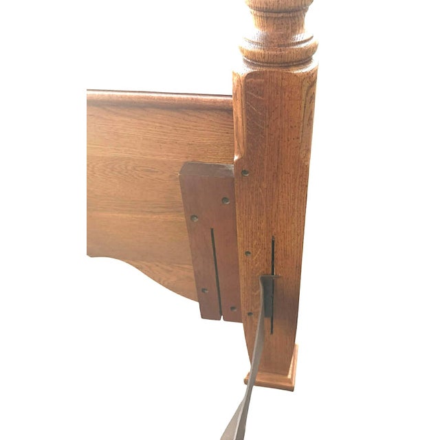 Brown Rare Carved Solid Oak Queen Size Rice Bed Convertible to Full Size - Vintage Late 20th Century - Made in North Carolina by Kincaid For Sale - Image 8 of 10