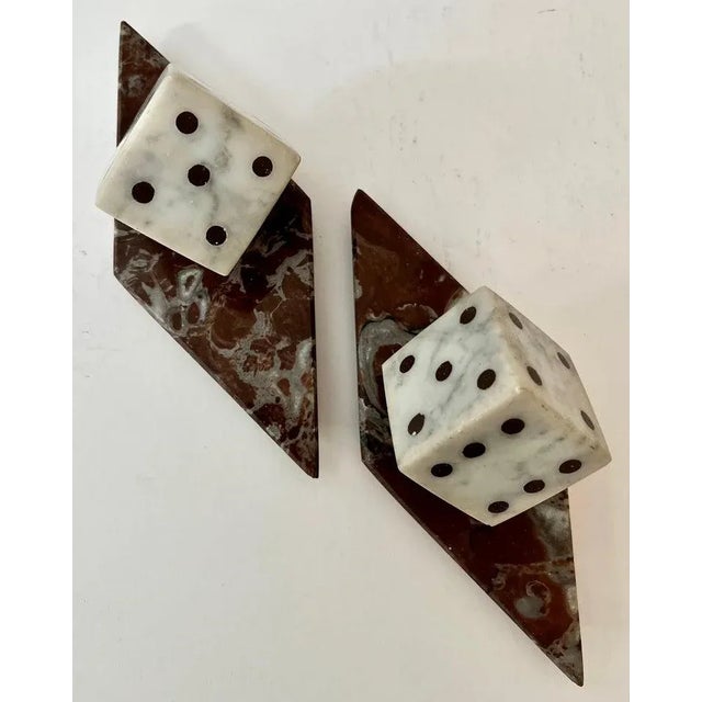 Marble Dice Bookends with Marble Bases - A Pair For Sale In Los Angeles - Image 6 of 11