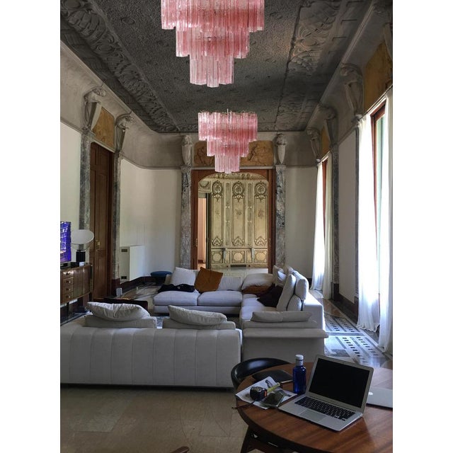 Tronchi Chandeliers with 48 Pink Glasses in the Style of Toni Zuccheri, Murano, 1990, Set of 2 For Sale - Image 14 of 16
