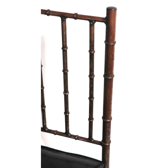 Chic faux bamboo side, or desk, or dining chair on steel with upholstered pad seat ( seat shows wear ) . This example was...