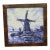 Vintage Danish Delft Blue & White Windmill Framed Wall Hanging Tile For Sale