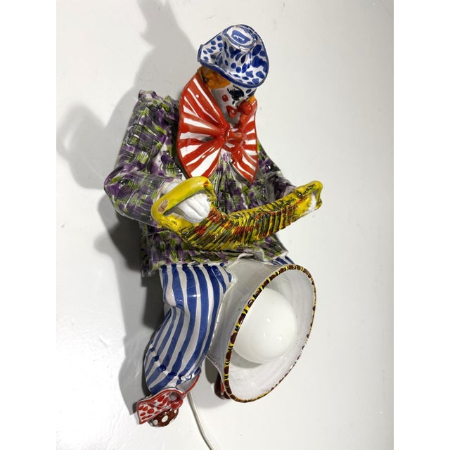 Ceramic Italian Ceramic Clown Wall Lamp, 1950s For Sale - Image 7 of 18