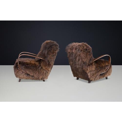 Dutch Lounge Chairs in Dark Sheepskin from Jindřich Halabala, 1940s, Set of 2 For Sale - Image 9 of 18