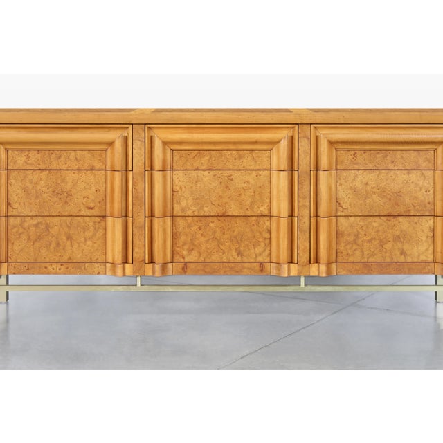 1960s Vintage Burl Wood and Brass Dresser by j.l. Metz For Sale - Image 11 of 13