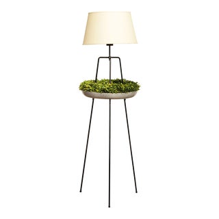 1950s Parzinger Style Mid-Century Modern Wrought Iron Tripod Floor Lamp For Sale