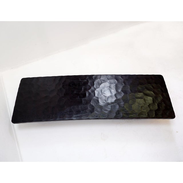 Large Coffee Table in Black Hammered Wood For Sale - Image 5 of 12