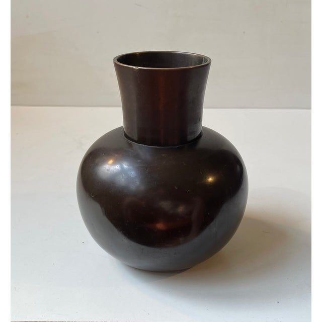 Art Deco Vase in Patinated Bronze by Bdr. Grage, Denmark, 1950s For Sale - Image 3 of 9