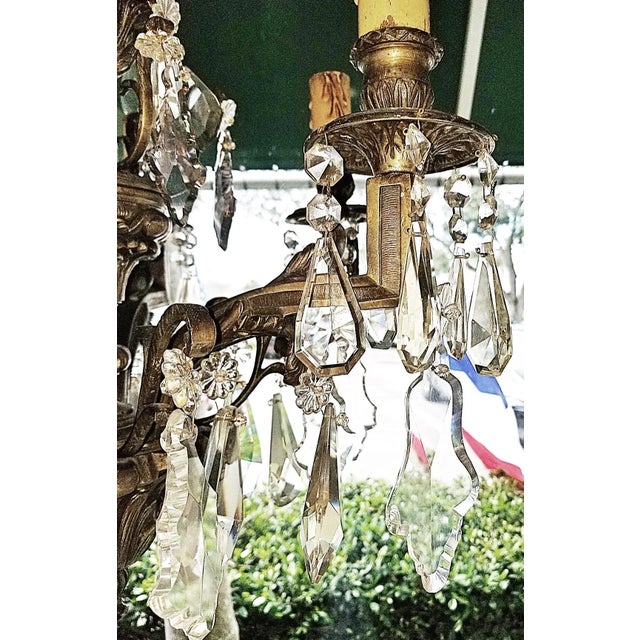 Metal Late 19th Century French Nickel on Bronze Crystal Chandelier Fixture For Sale - Image 7 of 10