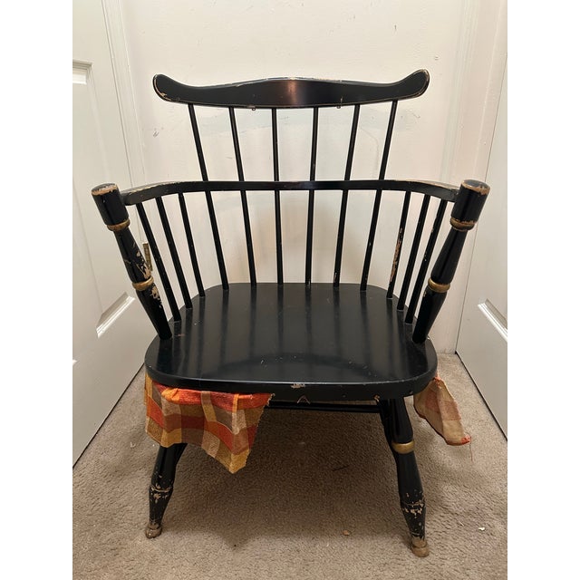 Wood Mid-Century Rousseau Bros. "Black & Gold" Windsor Armchair For Sale - Image 7 of 12