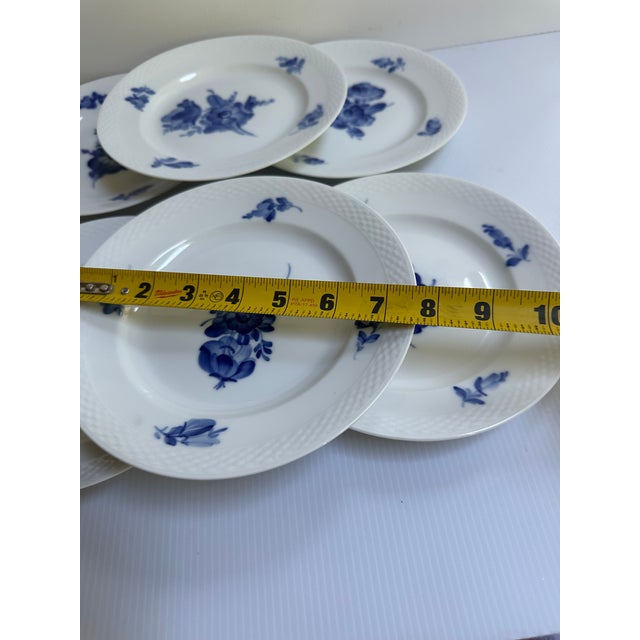 1980's Royal CopenhagenDenmark Blue Flowers Braided Edges Six(6) Salad Plates 7.5",Six(6) 7" Saucers(#8195),Six(6) Saucers 6.5"(#8269) - 18 pcs For Sale - Image 11 of 18