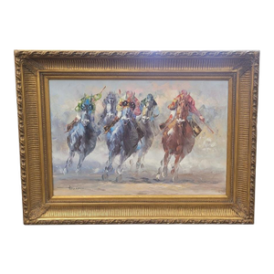 1990s Equestrian Oil Painting by Anthony Veccio