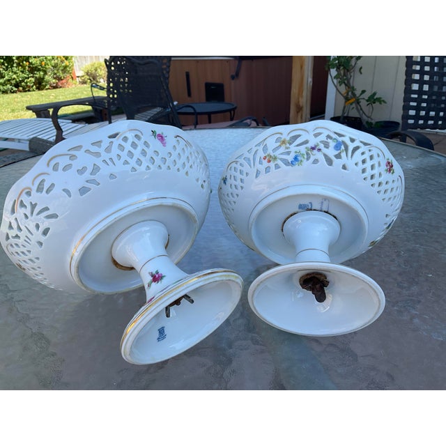 Set of 2 Schumann Bavaria Reticulated Pedestal that is in excellent condition and the larger one measures 6 1/4”H x 8...
