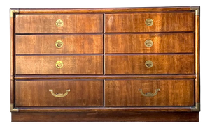 Vintage Drexel Wood and Metal Campaign Dresser