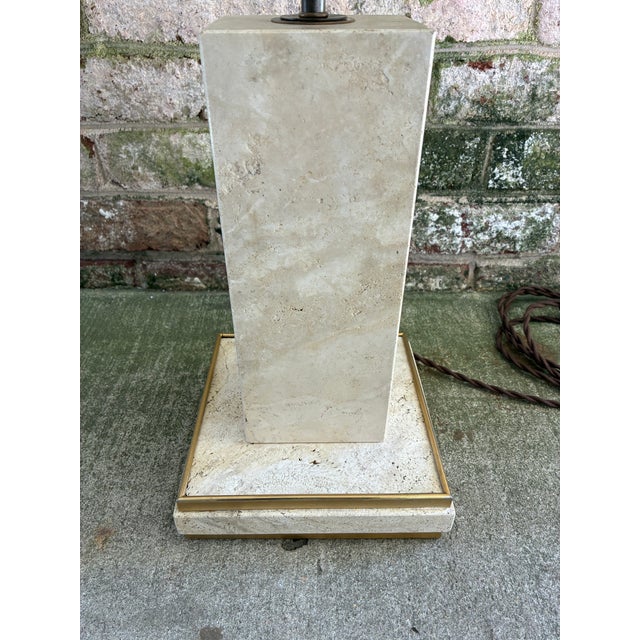 Mid-Century Modern Vintage Travertine Lamp, France For Sale - Image 3 of 13