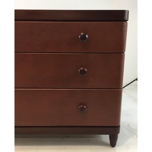 Modern Bungalow 5 Brown Leather And Wood Montclair Three Drawer