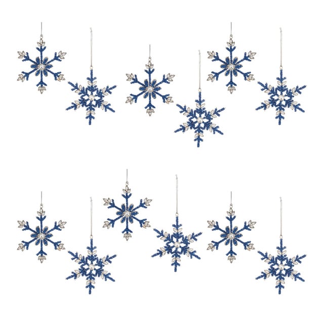 2020s Beaded Metal Snowflake Ornament (Set of 12) For Sale - Image 5 of 5