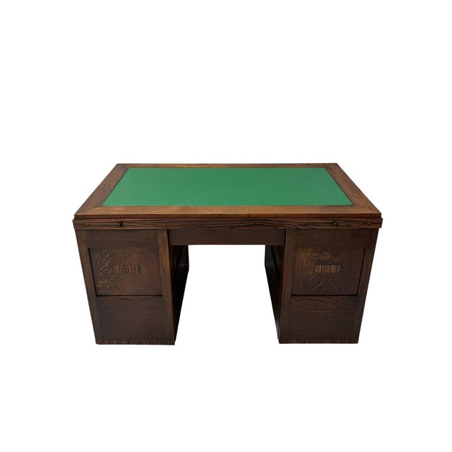 1920s Art Deco Modernist Desk and Armchair in Oak, 1920s, Set of 2 For Sale - Image 5 of 18