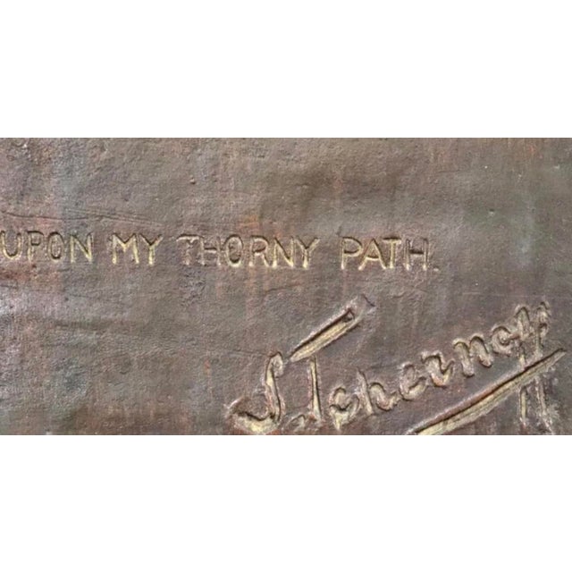 Antique Tiffany Studios New York Bronze Indian Head Plaque. It is artist signed lower right and is marked Tiffany Studios,...