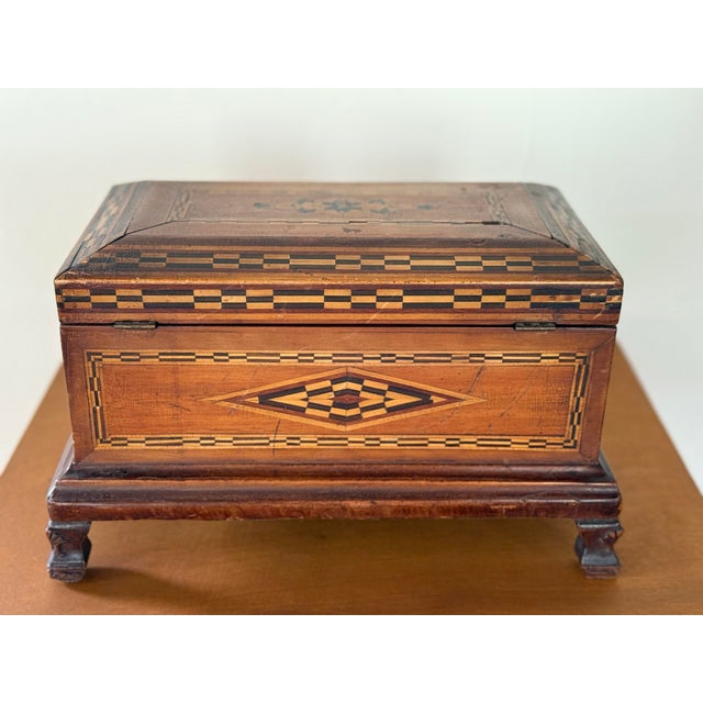 Late 19th Century Inlaid Marquetry Jewelry Casket For Sale - Image 4 of 12