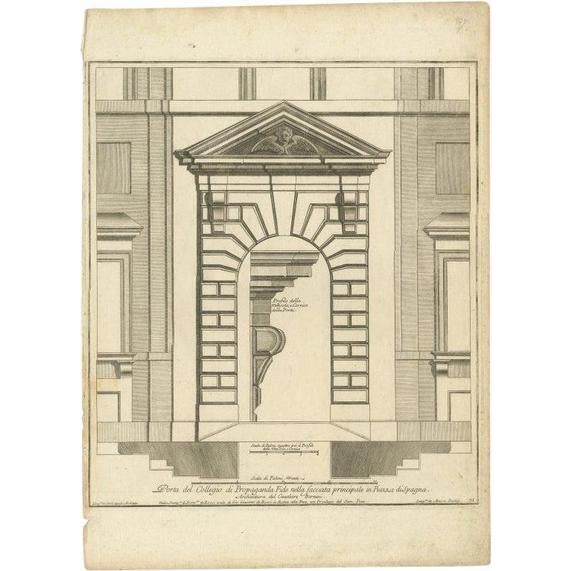Domenico de' Rossi, Palazzo di Propaganda Fide, 1710s, Paper For Sale - Image 5 of 5