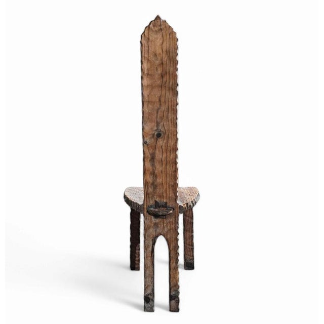 Wood Brutalist Rustic Hall Chair in Wood For Sale - Image 7 of 10