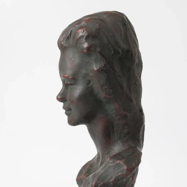 1960s Vintage Ceramic Bust of a Girl by Ernest Patris, 1960s For Sale - Image 5 of 9