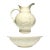 Vintage Farmhouse Ceramic Speckled Cream Beige Wash Basin Bowl & Pitcher For Sale