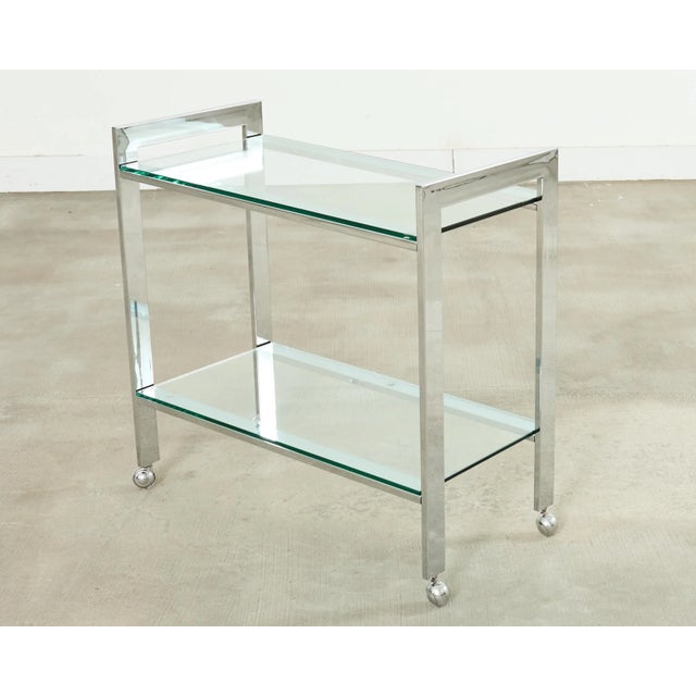 DIA - Design Institute America Milo Baughman Style Mid-Century Chrome Two Tier Bar Cart For Sale - Image 4 of 17