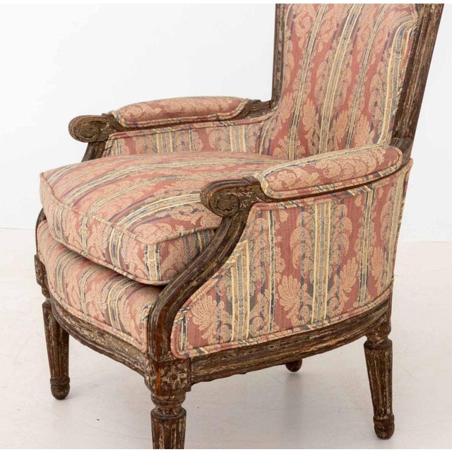 Wood Louis XVI Style Upholstered Children's Bergere For Sale - Image 7 of 10