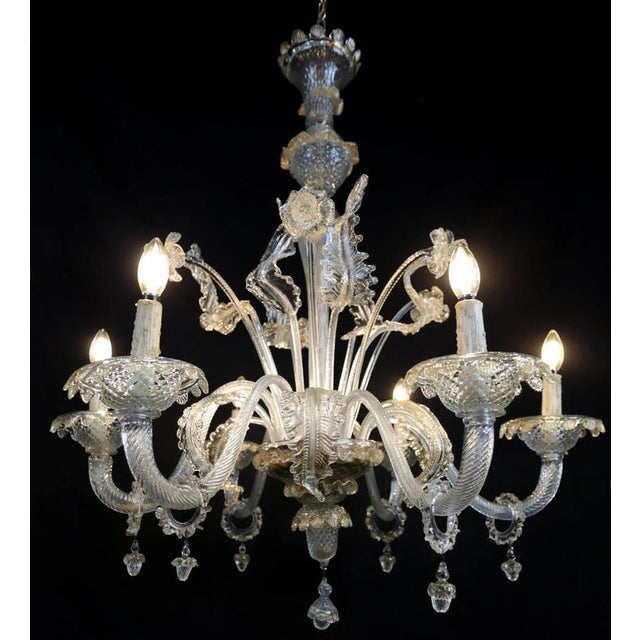 Venetian Murano Glass 6-Arm Chandelier For Sale - Image 8 of 9
