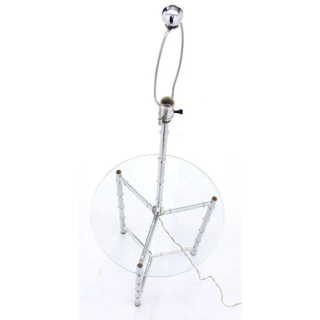 Metal Laurel Faux Bamboo Lamp With Table For Sale - Image 7 of 8