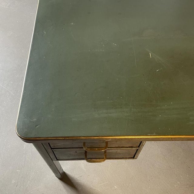 Vintage Polished Double Pedestal Steel Desk For Sale - Image 5 of 10