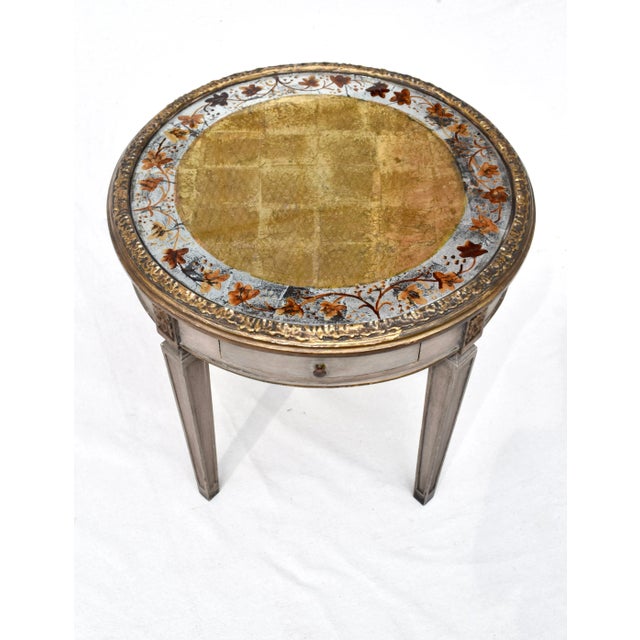 Early 20th Century Directoire Style Verre Eglomese Parcel Gilt Table For Sale - Image 13 of 13