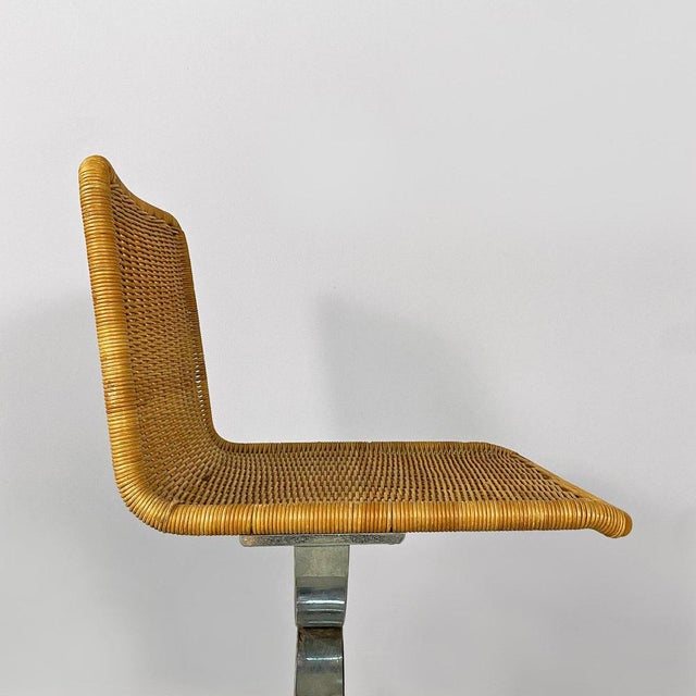 Gold Modern Italian Chromed Steel and Rattan Chairs, 1970s, Set of 4 For Sale - Image 8 of 18