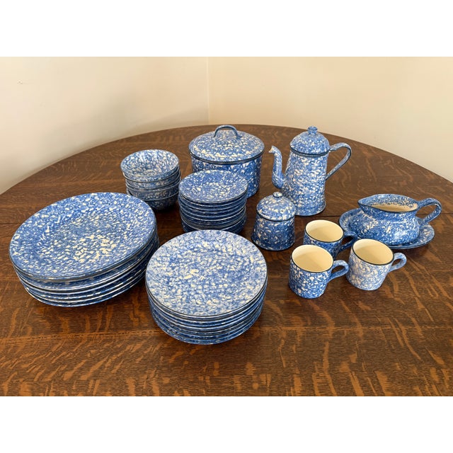 Mid 20th Century Stangl Spongeware Pottery Large Dish Set - 43 Pieces For Sale - Image 15 of 16