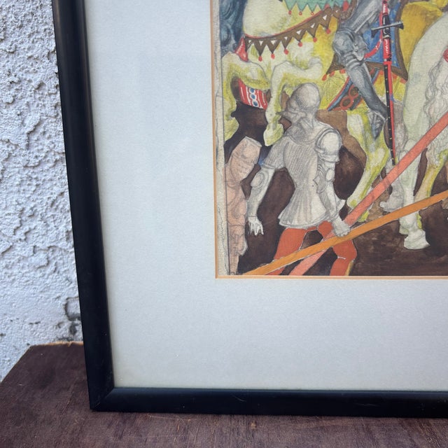 Attributed to Willy Pogány Gothic Medieval Knights Watercolor, Circa 1920s–1930s For Sale - Image 9 of 18