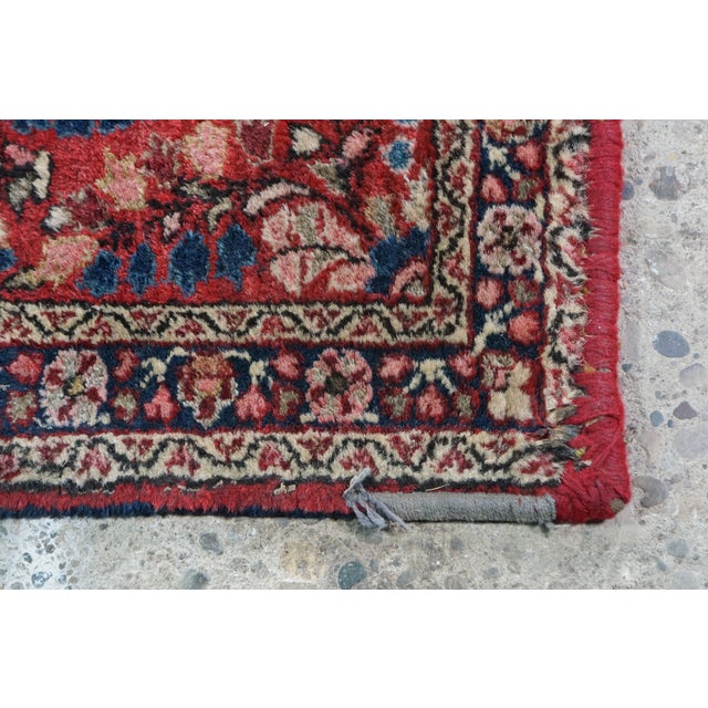 Late 20th Century Vintage Hand-Knotted Oriental Wool Scatter Rug Mat Red Indigo Vase 2x3' For Sale - Image 5 of 10