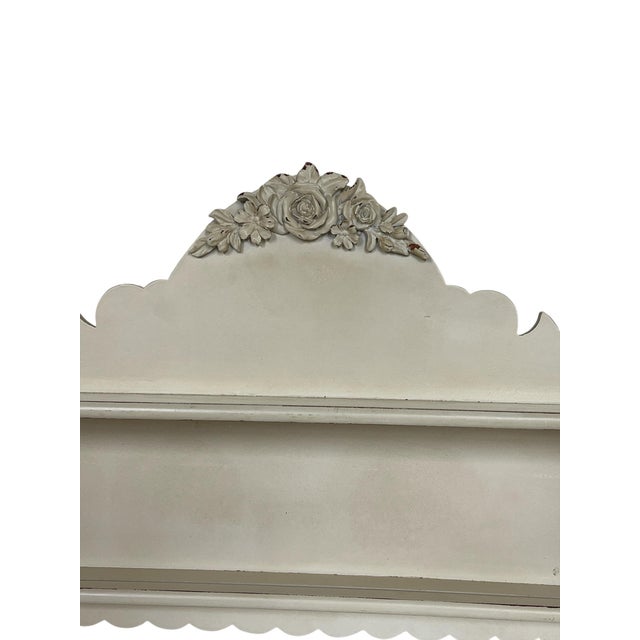 Farmhouse French Country Farmhouse Roses SND Daisies Pediment Two Tier Shelf For Sale - Image 3 of 4