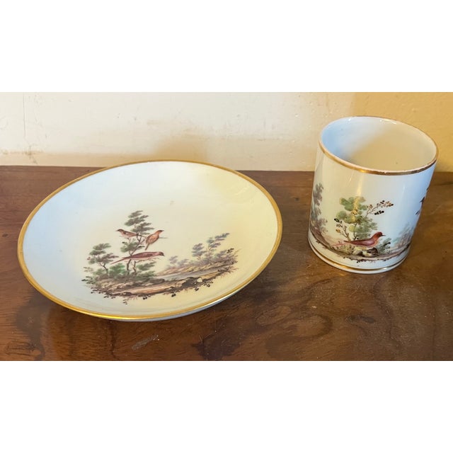 18th Century Antique 18th Century Italian Doccia Porcelain Coffee Can Cup and Saucer, Circa 1790 For Sale - Image 5 of 12
