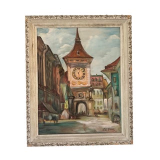 1960s Vintage European Painting in Baroque Frame For Sale