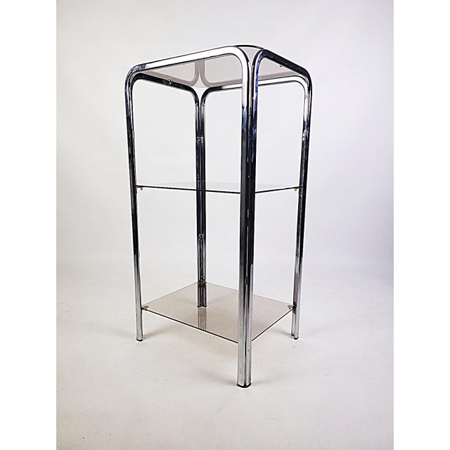 Metal Vintage Chrome Shelving Unit with Glass Shelves, 1970s For Sale - Image 7 of 9