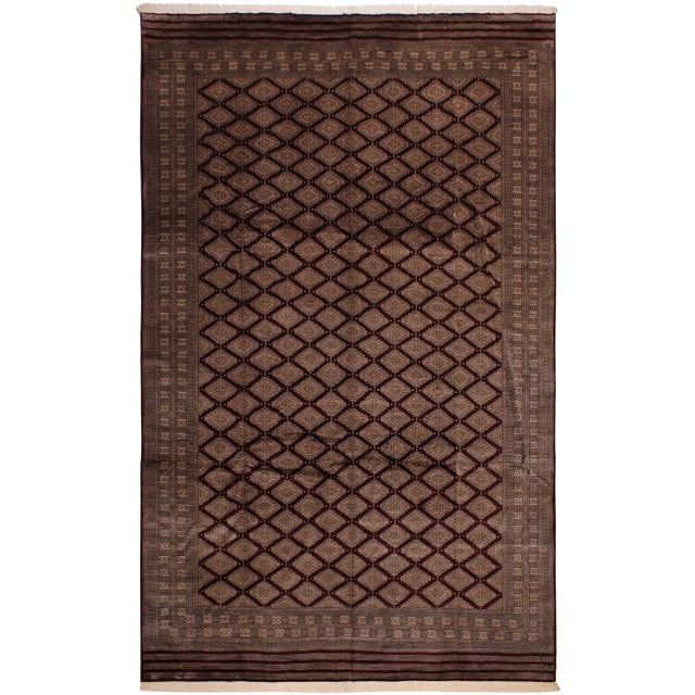 1980s Vintage Bokhara Brown Wool Rug -10′ × 12′ For Sale